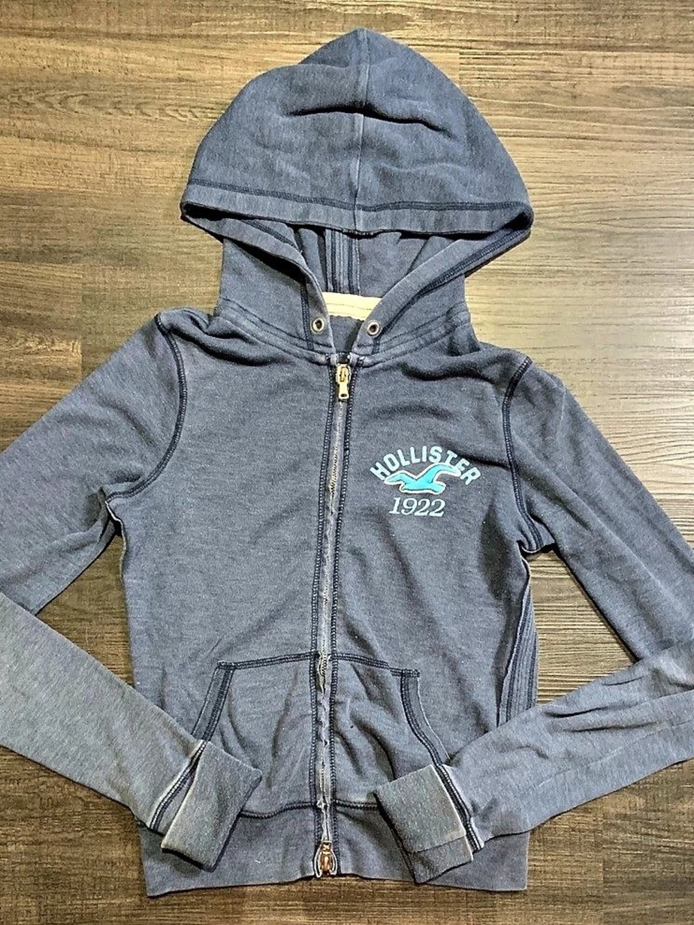 Hollister 1922 Full Zip Hoodie Gray Medium
